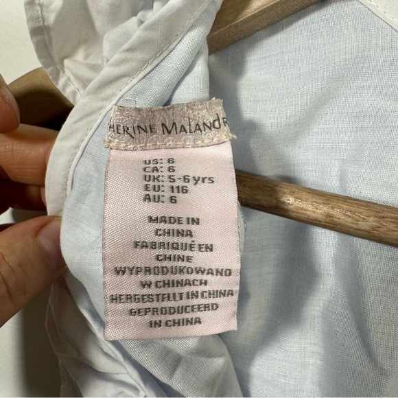 Catherine Malandrino Blue Denim Girls Dress Size 6 V Back with Ruffles & Big Bow - Picture 4 of 6